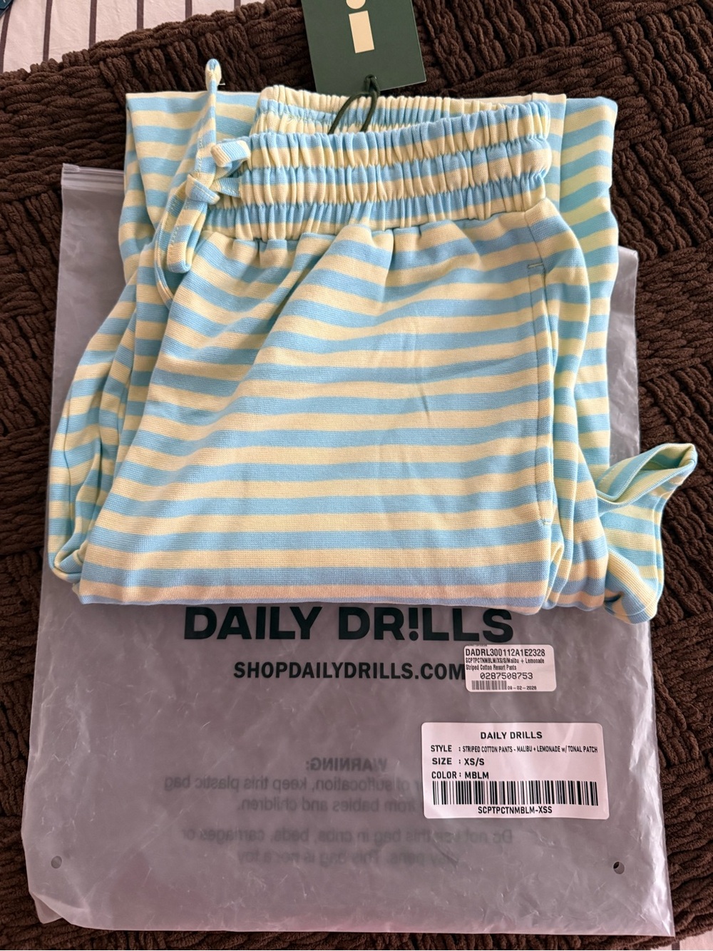 Daily Drills Blue & yellow Striped Drawstring Bottoms